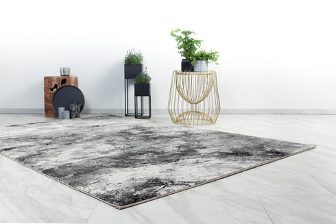 Pierre Cardin - Pablo 704 Silver Black Modern Abstract Rug - ADORE RUGS and FLOORING