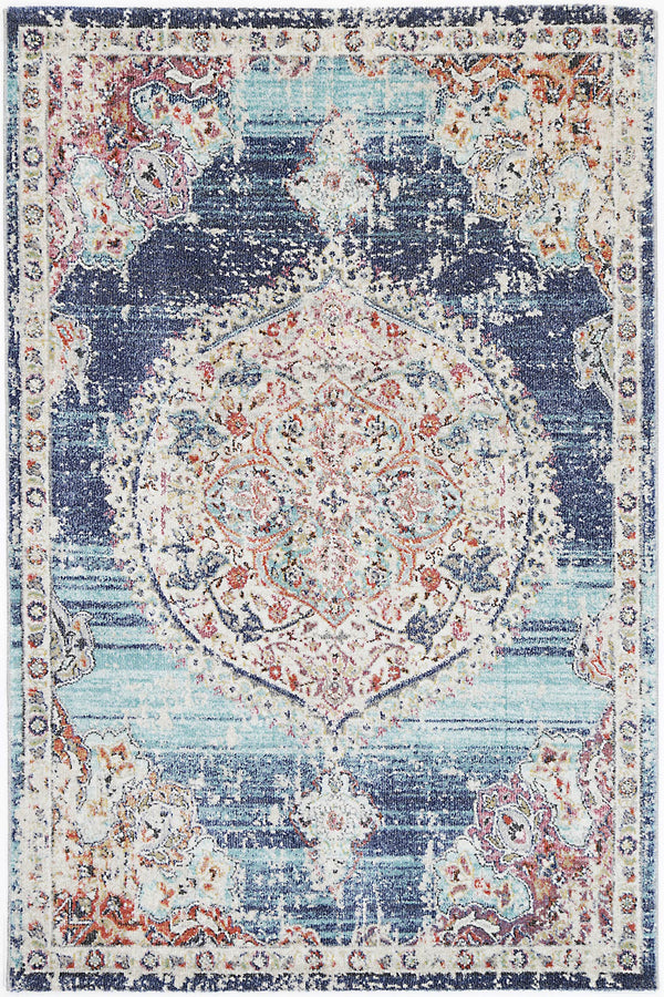 Sydney 6 Medalion Transitional Navy Multi Rug - ADORE RUGS and FLOORING