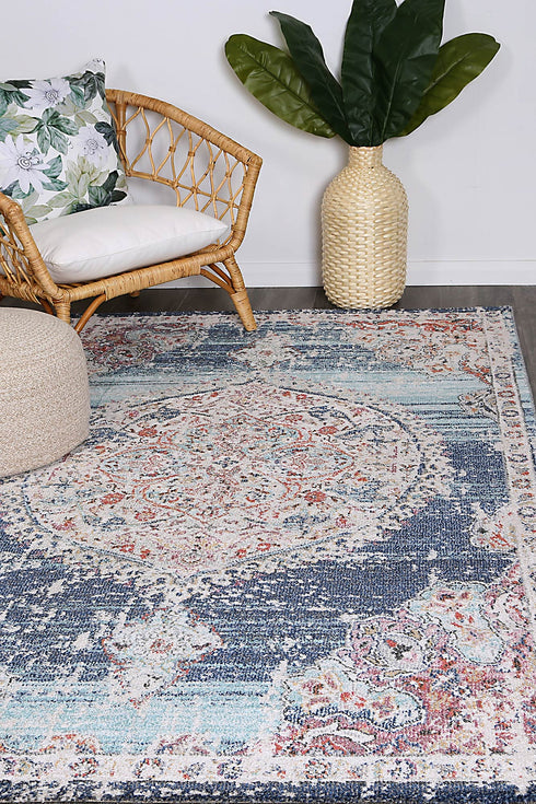 Sydney 6 Medalion Transitional Navy Multi Rug - ADORE RUGS and FLOORING