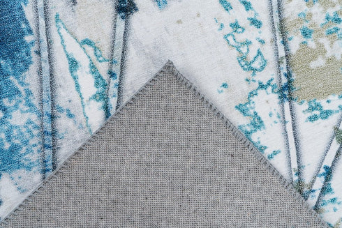 Soho 405 Blue Machine Washable Abstract Rug with Grey Lines - ADORE RUGS and FLOORING