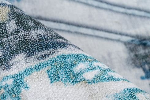 Soho 405 Blue Machine Washable Abstract Rug with Grey Lines - ADORE RUGS and FLOORING