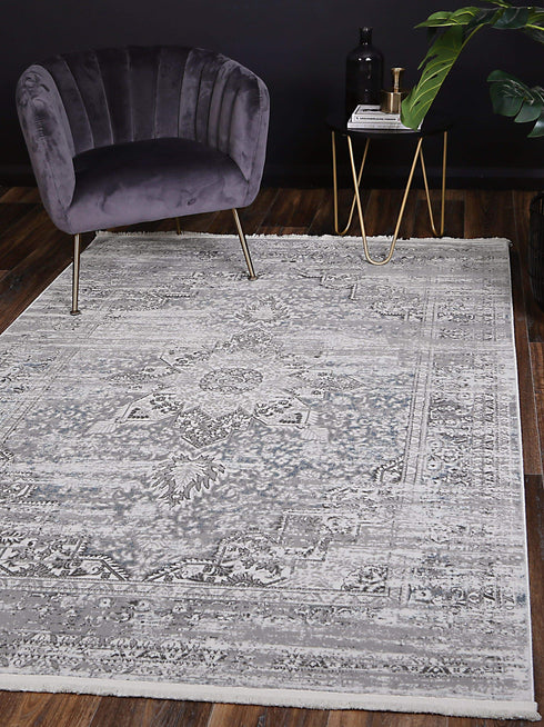 London Medalion Grey Blue Rug - ADORE RUGS and FLOORING
