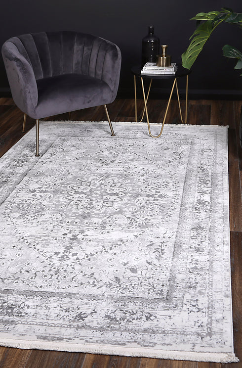 London Vintage Medalion Grey Rug - ADORE RUGS and FLOORING