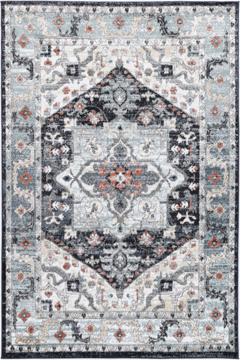 Statement Traditional Blue Charcoal Rug - ADORE RUGS and FLOORING