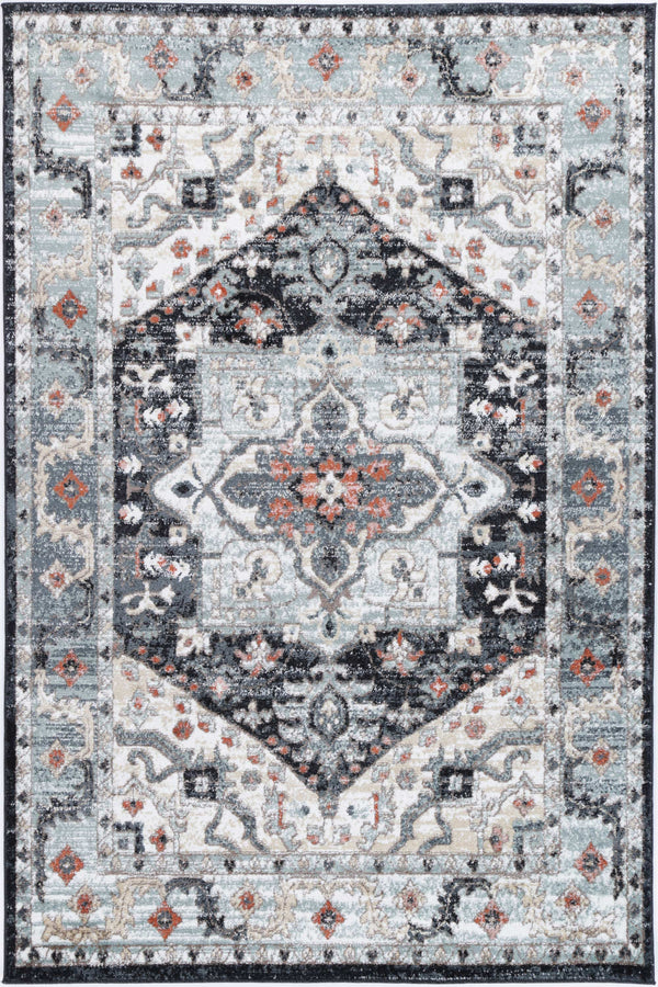 Statement Traditional Blue Charcoal Rug - ADORE RUGS and FLOORING