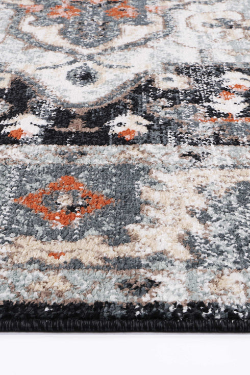 Statement Traditional Blue Charcoal Rug - ADORE RUGS and FLOORING