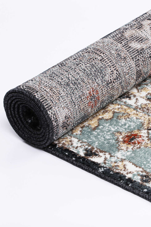 Statement Traditional Blue Charcoal Rug - ADORE RUGS and FLOORING