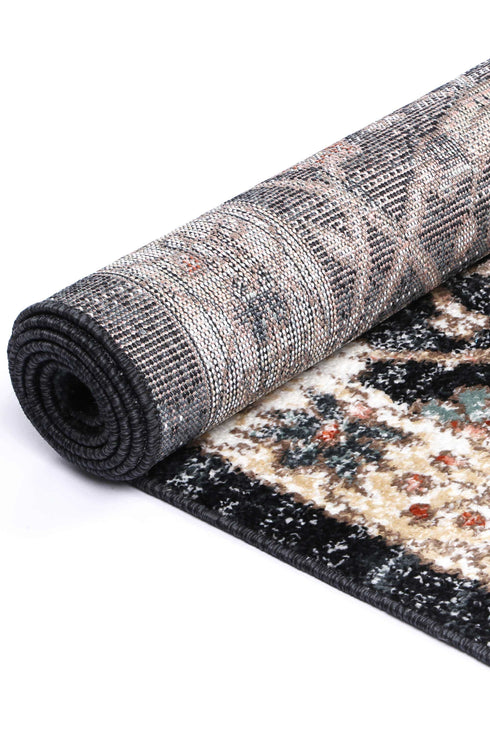 Statement Traditional Charcoal Cream Rug - ADORE RUGS and FLOORING