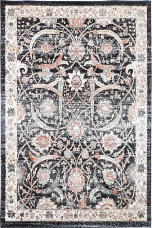 Statement Traditional Charcoal Cream Rug - ADORE RUGS and FLOORING