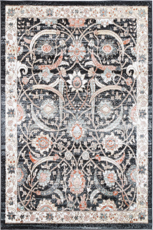 Statement Traditional Charcoal Cream  Rug - ADORE RUGS and FLOORING