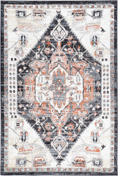Statement Traditional Cream Black Rug