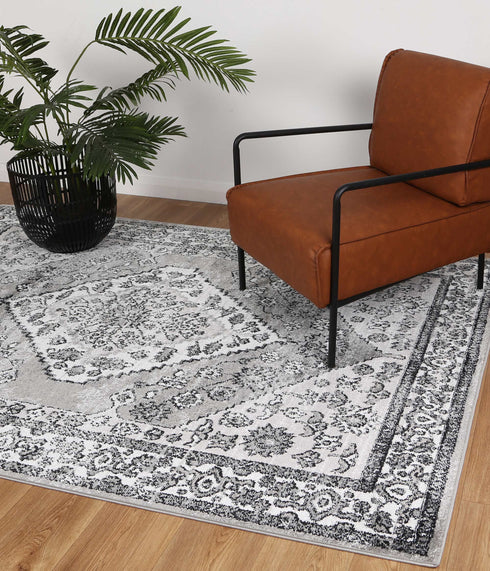 Statement Traditional Grey Black Rug - ADORE RUGS and FLOORING