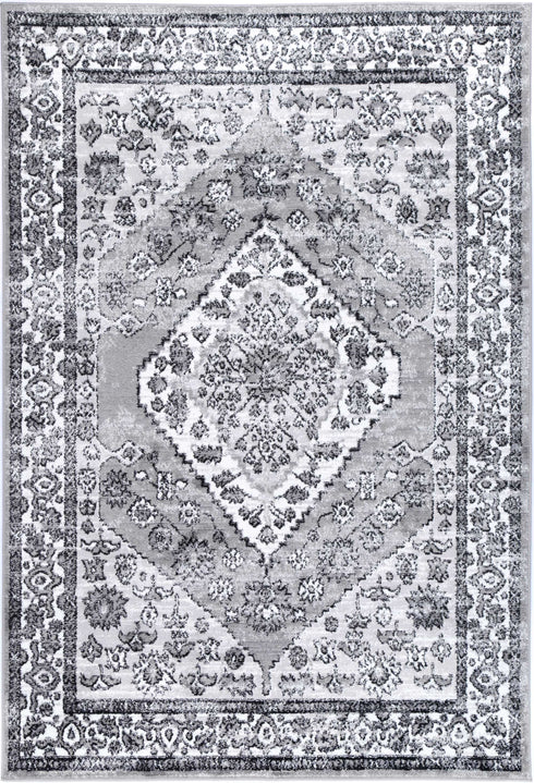 Statement Traditional Grey Black Rug - ADORE RUGS and FLOORING