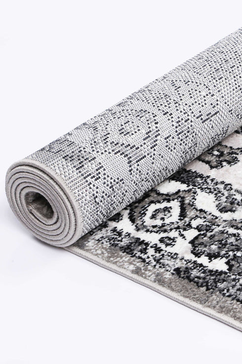 Statement Traditional Grey Black Rug - ADORE RUGS and FLOORING