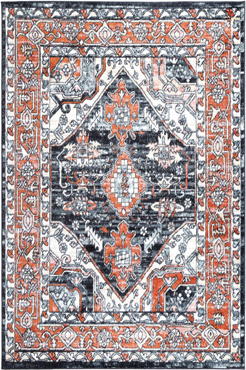 Statement Traditional Terracotta Black Rug - ADORE RUGS and FLOORING