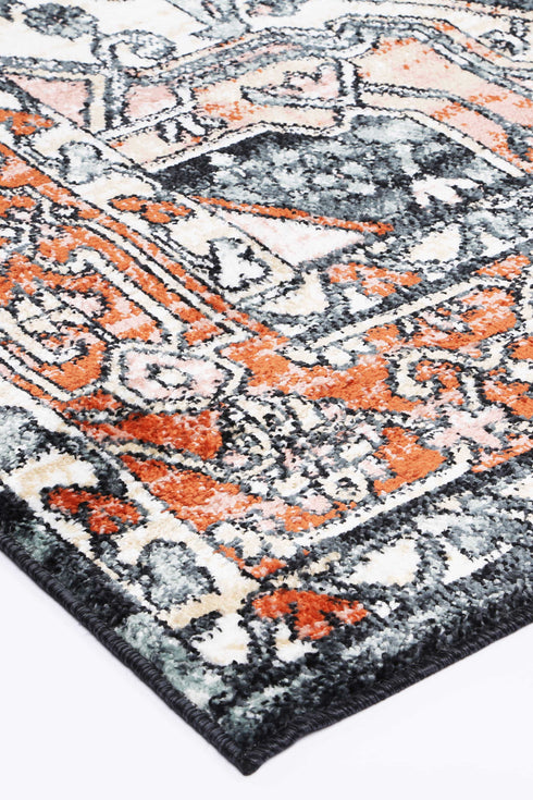 Statement Traditional Terracotta Black Rug - ADORE RUGS and FLOORING