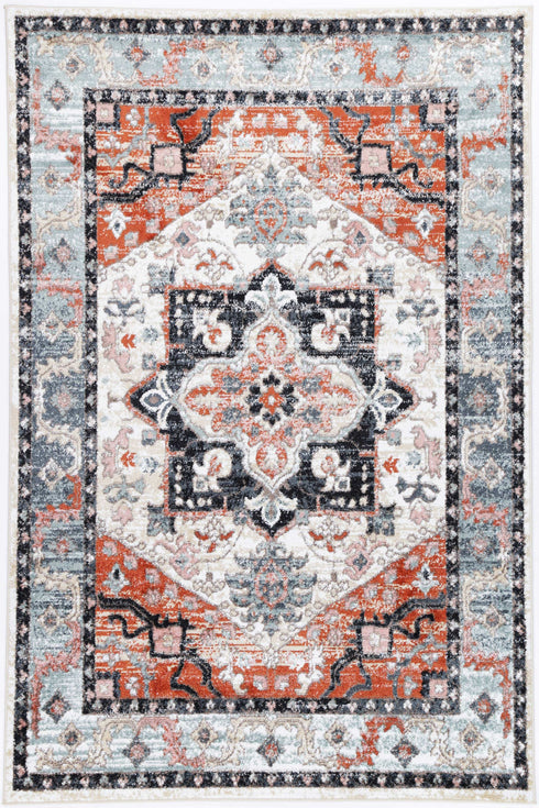Statement Traditional Terracotta Charcoal Rug - ADORE RUGS and FLOORING