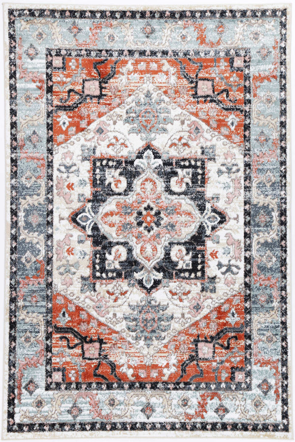 Statement Traditional Terracotta Charcoal Rug - ADORE RUGS and FLOORING