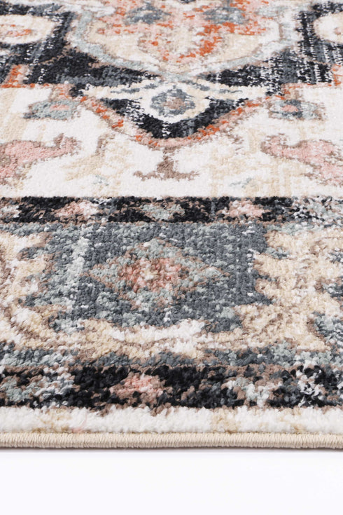 Statement Traditional Terracotta Charcoal Rug - ADORE RUGS and FLOORING