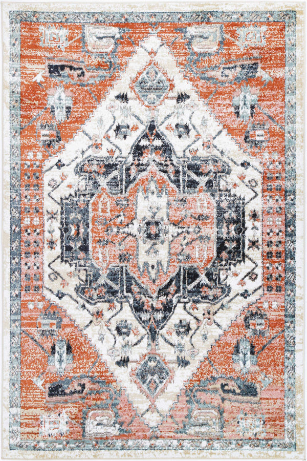 Statement Traditional Terracotta White Rug - ADORE RUGS and FLOORING