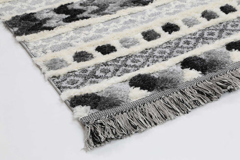 Mono Tribal Carved Cream Anthracite - ADORE RUGS and FLOORING