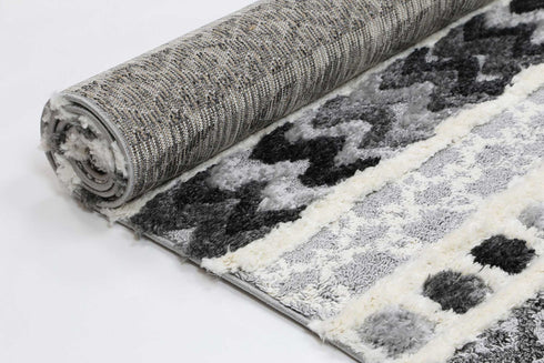 Mono Tribal Carved Cream Anthracite - ADORE RUGS and FLOORING