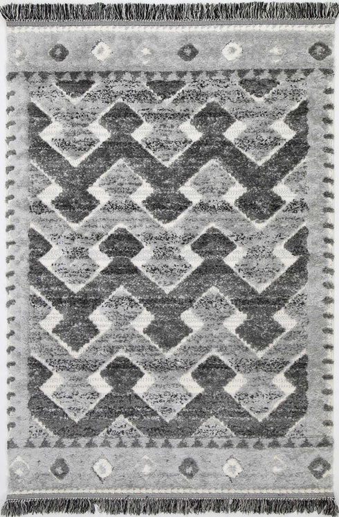 Mono Tribal Carved Lines Cream Anthracite - ADORE RUGS and FLOORING