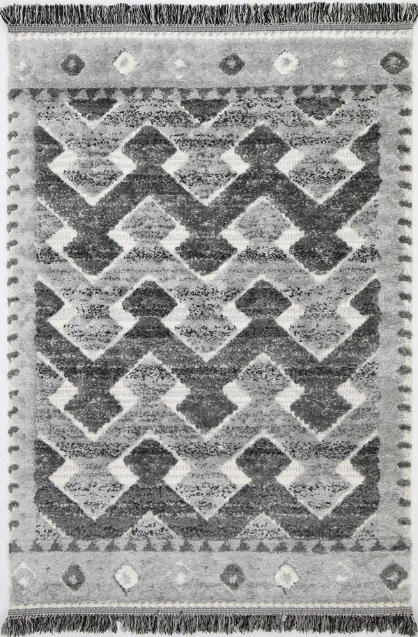 Mono Tribal Carved Lines Cream Anthracite - ADORE RUGS and FLOORING