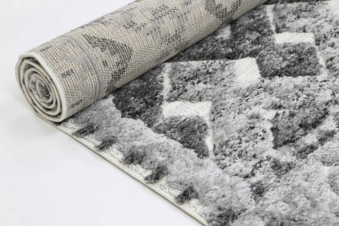 Mono Tribal Carved Lines Cream Anthracite - ADORE RUGS and FLOORING