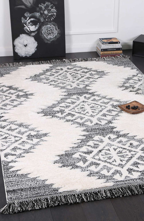 Mono Tribal Cream Anthracite - ADORE RUGS and FLOORING
