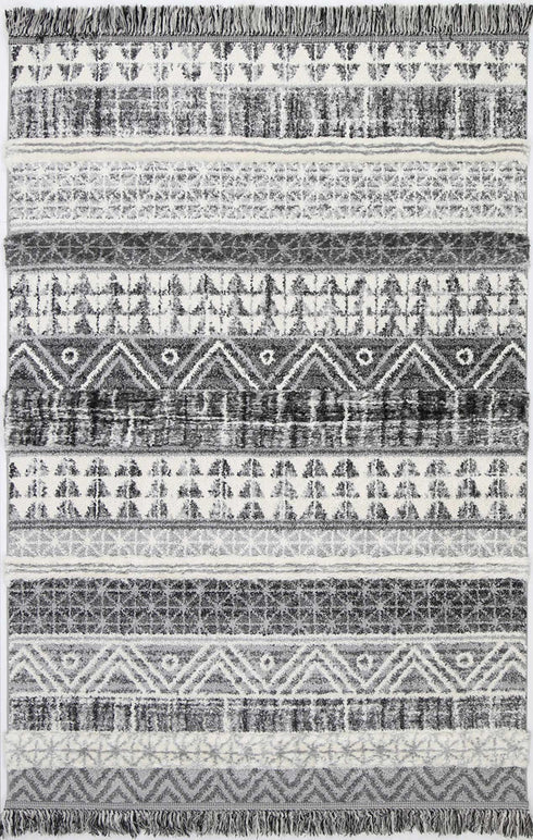 Mono Tribal Lines Cream Anthracite - ADORE RUGS and FLOORING