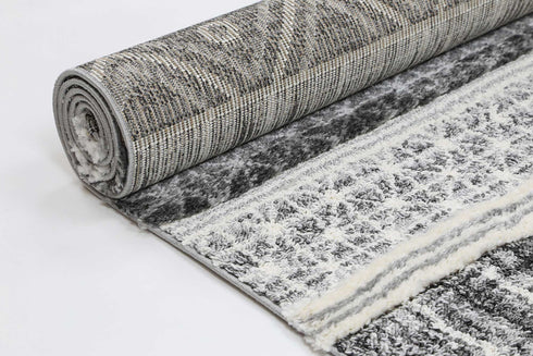 Mono Tribal Lines Cream Anthracite - ADORE RUGS and FLOORING