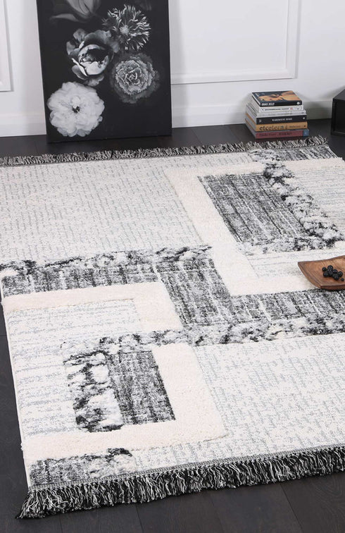 Mono Tribal Modern Cream Anthracite - ADORE RUGS and FLOORING