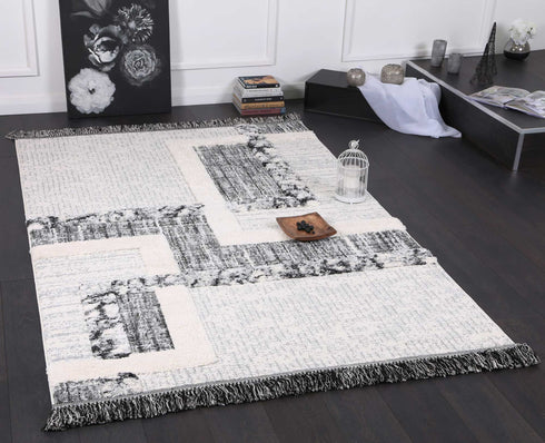 Mono Tribal Modern Cream Anthracite - ADORE RUGS and FLOORING