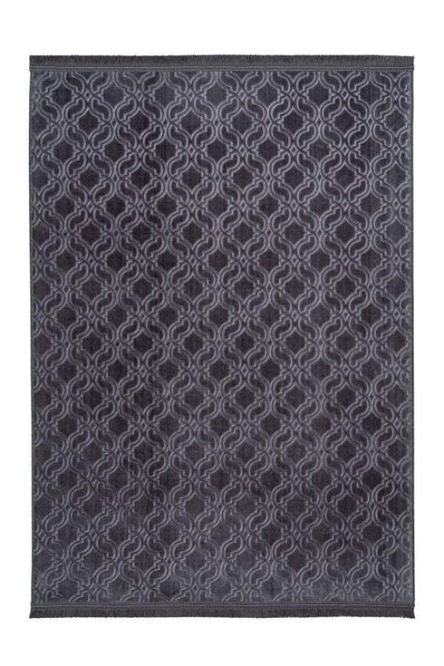 Peri 140 Graphite Soft Machine Washable Rug with Trellis Pattern - ADORE RUGS and FLOORING