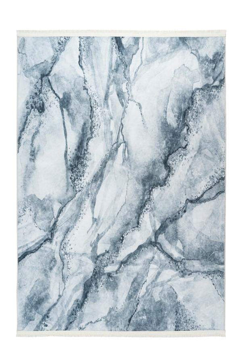 Peri 201 Silver White Machine Washable Rug With Marble Pattern - ADORE RUGS and FLOORING
