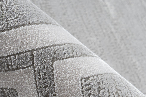 Pierre Cardin - Cardin 900 Silver Acrylic Rug with White Borders - ADORE RUGS and FLOORING