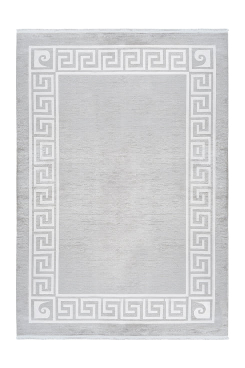 Pierre Cardin - Cardin 900 Silver Acrylic Rug with White Borders - ADORE RUGS and FLOORING