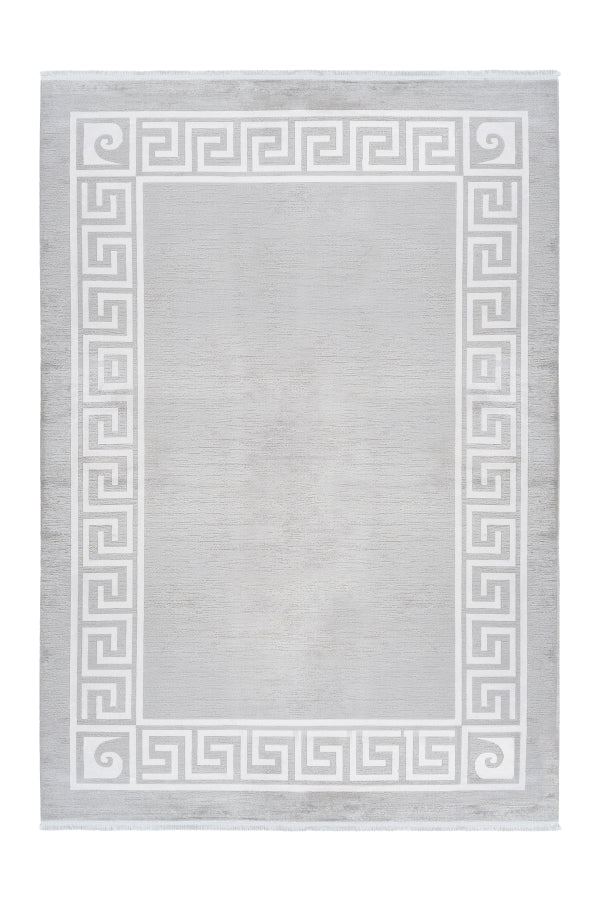 Pierre Cardin - Cardin 900 Silver Acrylic Rug with White Borders - ADORE RUGS and FLOORING