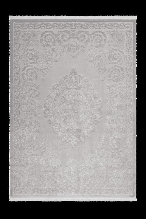 Pierre Cardin - Vendome 700 Luxury Acrylic Silver Rug with Centre Medallion - ADORE RUGS and FLOORING