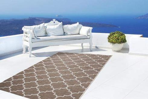 Sunset 604 Outdoor and Kitchen Beige Rug with Moroccan Design - ADORE RUGS and FLOORING