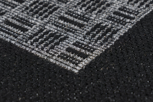 Sunset 608 Outdoor and Kitchen Silver Rug with Sisal Black Border Design - ADORE RUGS and FLOORING