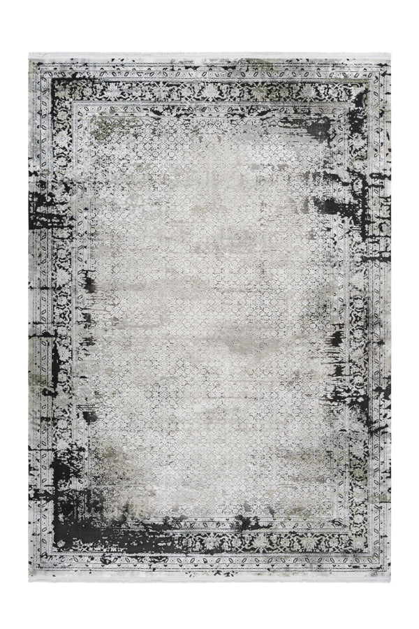 Pierre Cardin - Villette 701 Silver Luxury Transitional Rug with Shades of Olive - ADORE RUGS and FLOORING