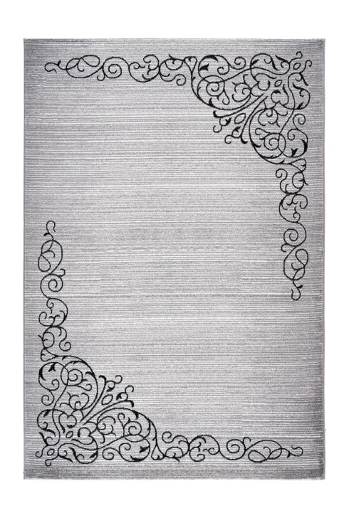 Aura 785 Silver Floral Border Rug - ADORE RUGS and FLOORING