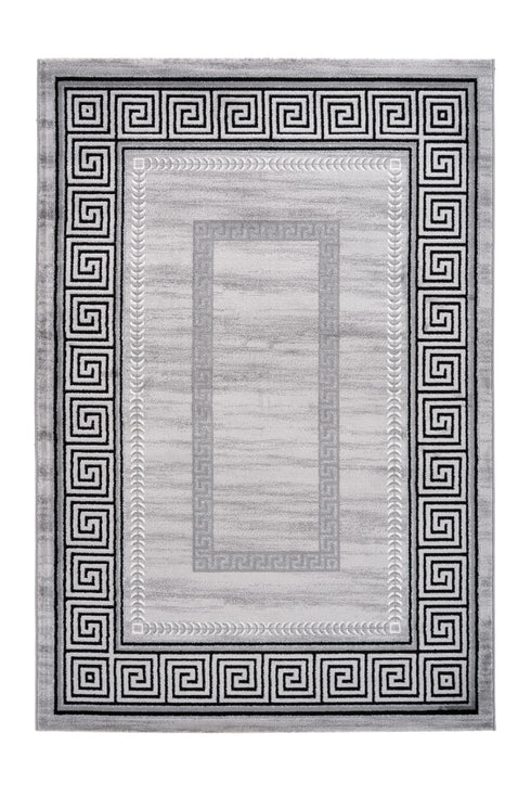 Aura 786 Silver Modern Rug with Rectangular Design Border - ADORE RUGS and FLOORING