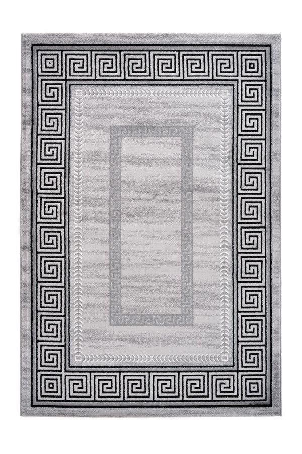 Aura 786 Silver Modern Rug with Rectangular Design Border - ADORE RUGS and FLOORING