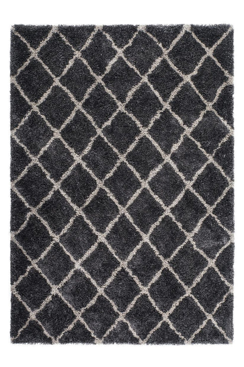 Grace 800 Graphite Diamond Pattern Shaggy Rug - ADORE RUGS and FLOORING