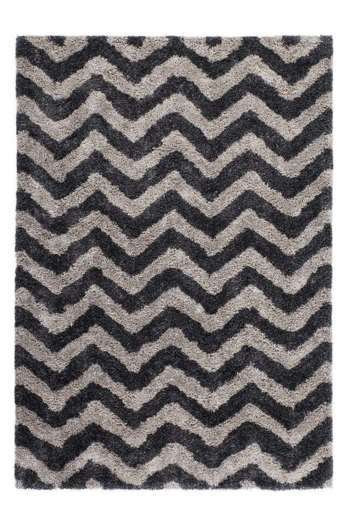 Grace 801 Graphite Shaggy Zig Zag Rug - ADORE RUGS and FLOORING