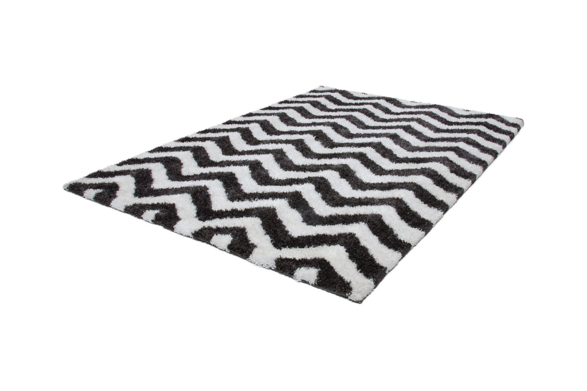 Grace 801 ivorygraphite Shaggy Zig Zag Rug AdoreRugs Adore Rugs