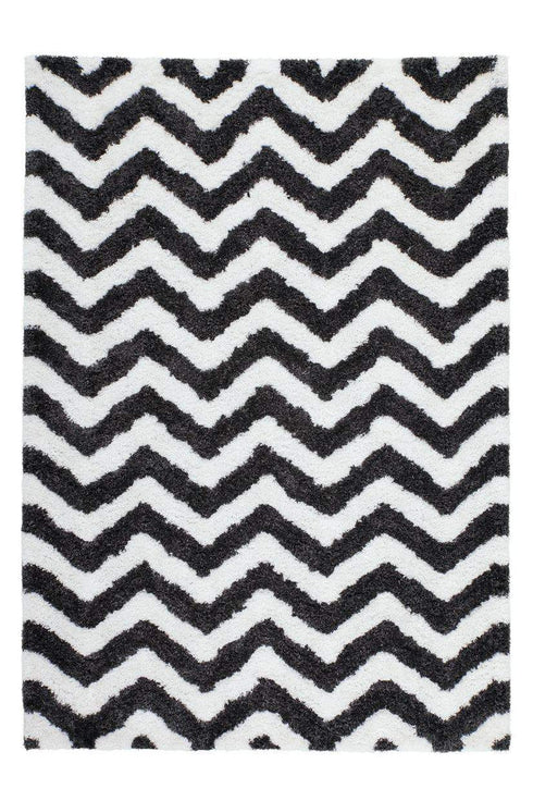 Grace 801 ivory-graphite Shaggy Zig Zag Rug - ADORE RUGS and FLOORING